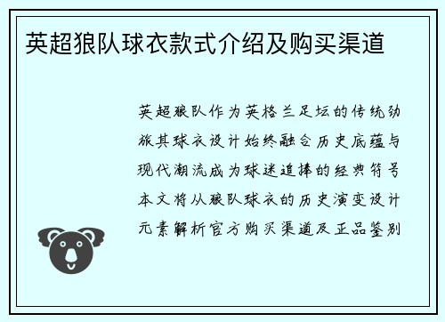 英超狼队球衣款式介绍及购买渠道